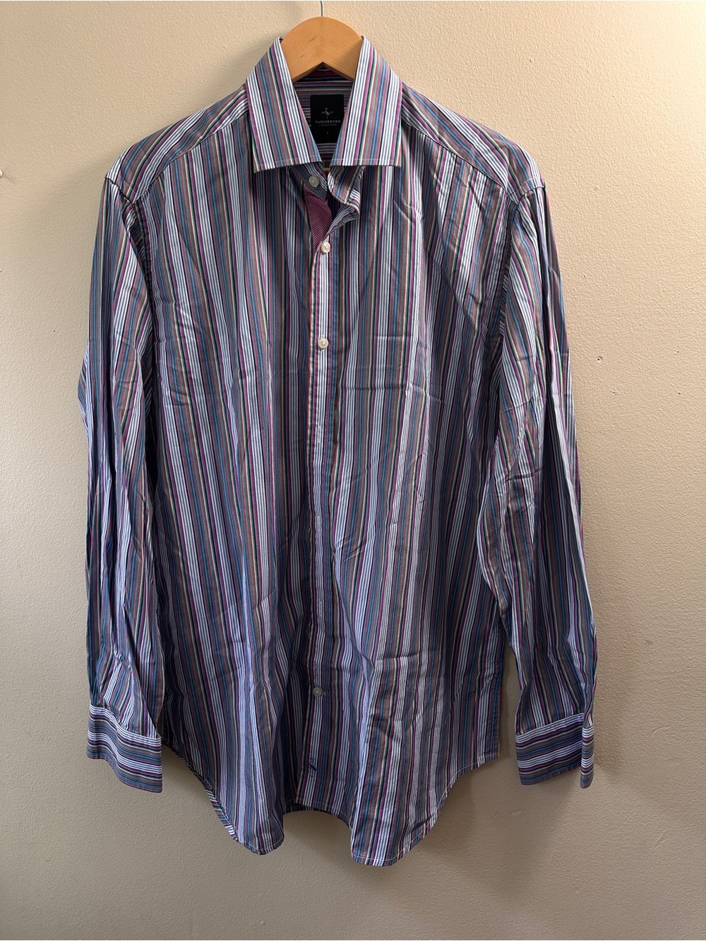 Tailorbyrd Collection Mens Long Sleeve Dress Shirt Multicolor Stripe Size L